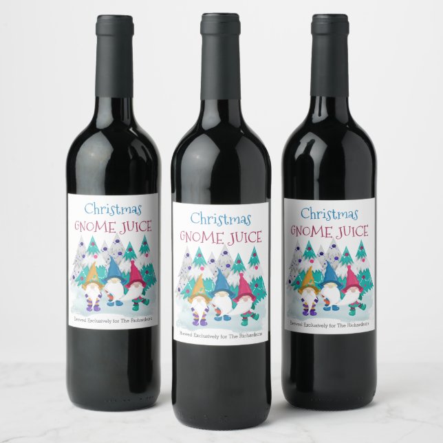 Étiquette Pour Bouteilles De Vin Jus Gnome de Noël Brassé exclusivement pour .. (Bouteilles)