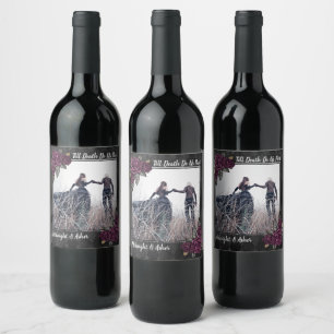 Étiquette Pour Bouteilles De Vin Jusqu'à ce que la mort nous sépare Rose gothique E