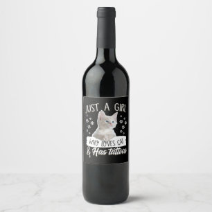 Étiquette Pour Bouteilles De Vin Just A Girl Love Kitty Chat A Tattoo Cadeaux Amate