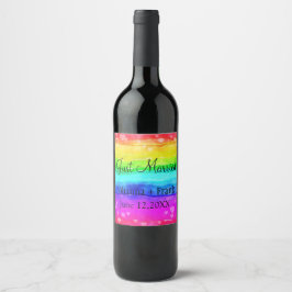 Étiquette Pour Bouteilles De Vin Juste marié Rainbow