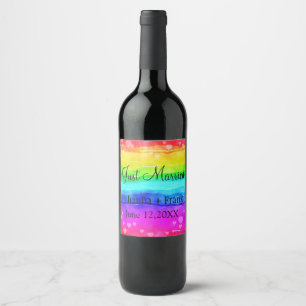 Étiquette Pour Bouteilles De Vin Juste marié Rainbow