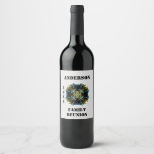 Étiquette Pour Bouteilles De Vin Kaleidoscope céleste unique de la Réunion familial
