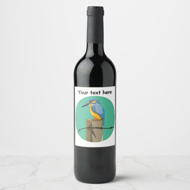 Étiquette Pour Bouteilles De Vin Kingfisher Bird (Devant)