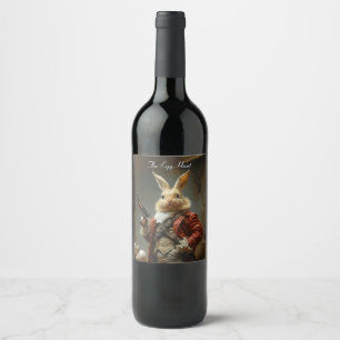 Étiquette Pour Bouteilles De Vin La chasse aux oeufs, la chasse au lapin de Pâques