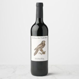 Étiquette Pour Bouteilles De Vin La Chouette du Nord (Surnia ulula) Image d'oiseau