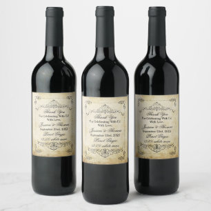 Étiquette Pour Bouteilles De Vin La collection de mariage vintage fleurie et ornée