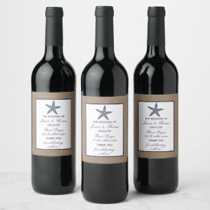 Étiquette Pour Bouteilles De Vin La collection de mariages de la marine Starfish Bu