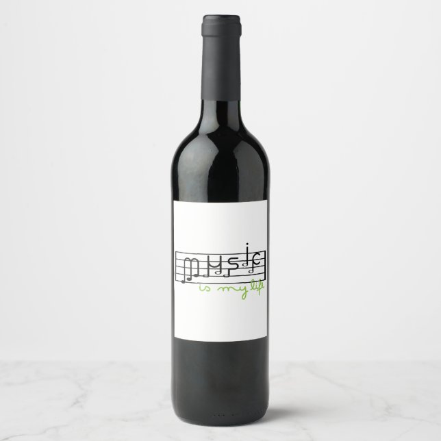 Étiquette Pour Bouteilles De Vin La musique est la vie (Devant)