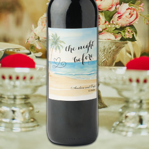 Étiquette Pour Bouteilles De Vin La nuit d'avant plage et palmiers Mariage
