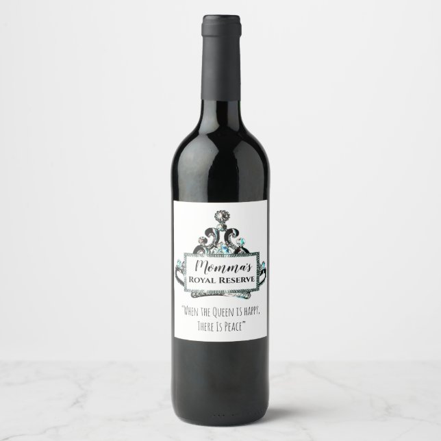 Étiquette Pour Bouteilles De Vin "La réserve royale de Momma" (Devant)