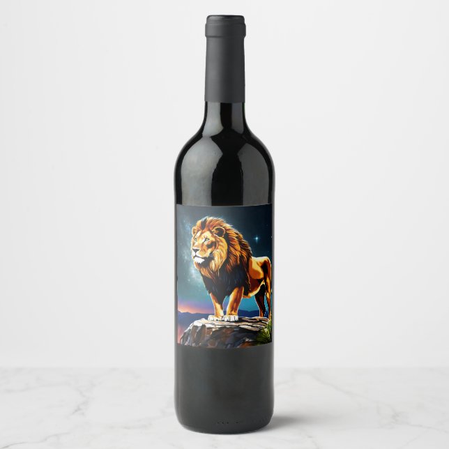 Étiquette Pour Bouteilles De Vin "La ruelle majestueuse : un regard de lion" (Devant)