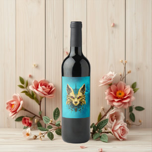 Étiquette Pour Bouteilles De Vin La tête de renard mystique, noble et mystérieuse.