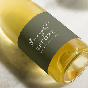 Étiquette Pour Bouteilles De Vin La veille. Dîner de répétition mariage vert
