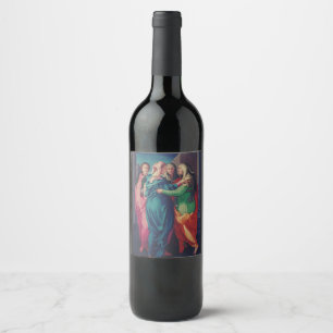 Étiquette Pour Bouteilles De Vin La Visitation par Pontormo Art Fin Maniériste