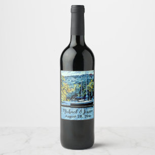 Étiquette Pour Bouteilles De Vin Lake House Bateau Mariage Merci Faveurs