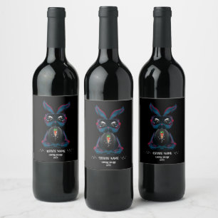 Étiquette Pour Bouteilles De Vin Lapin Mystique Aux Yeux Flambés