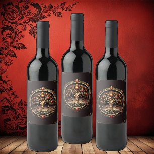 Étiquette Pour Bouteilles De Vin L'arbre doré de la vie de la mysticisme