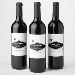 Étiquette Pour Bouteilles De Vin Las Vegas Casino Destination Mariage Noir Blanc