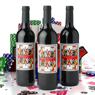 Étiquette Pour Bouteilles De Vin Las Vegas Jeu Carte King & Queen Wedding Faveur