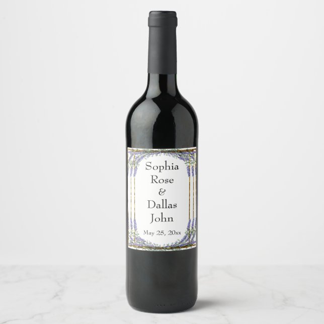 Étiquette Pour Bouteilles De Vin Lavande Eucalyptus | botanique romantique (Devant)