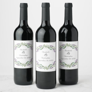 Étiquette Pour Bouteilles De Vin Lavande Eucalyptus Mariage végétal