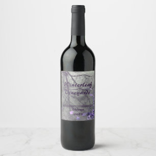 Étiquette Pour Bouteilles De Vin Lavande "Winterleaf" en bas, Ensemble de 6 Étiquet