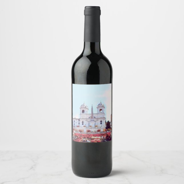Étiquette Pour Bouteilles De Vin ldp PIAZZA DI SPAGNA - Rome - avec fleurs (Devant)