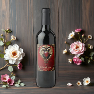 Étiquette Pour Bouteilles De Vin Le coeur gothique du feu et de l'or