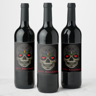 Étiquette Pour Bouteilles De Vin Le crâne d'amour personnalisable