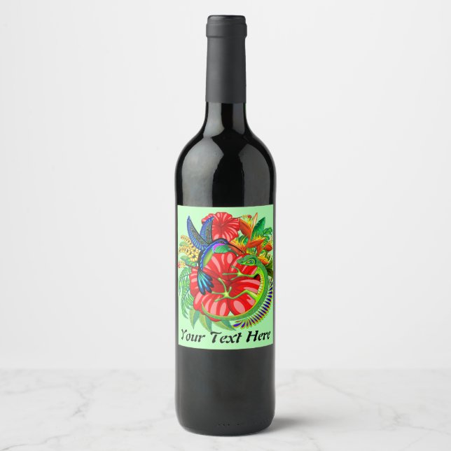 Étiquette Pour Bouteilles De Vin Le Lizard et le Colibri (Devant)