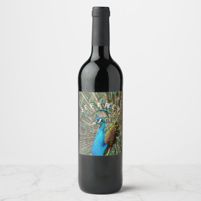 Étiquette Pour Bouteilles De Vin Le paon bleu (Devant)