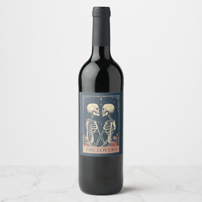 Étiquette Pour Bouteilles De Vin Le Tarot des amoureux (Devant)