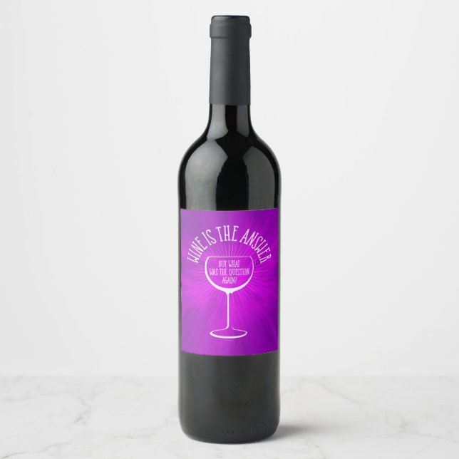 Étiquette Pour Bouteilles De Vin Le Vin Est La Réponse (Devant)