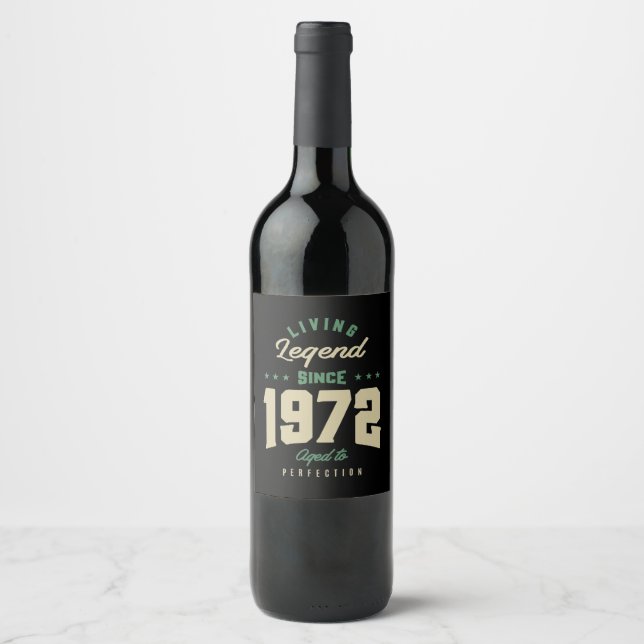 Étiquette Pour Bouteilles De Vin Légendes Depuis 1972 Cadeau Anniversaire (Devant)