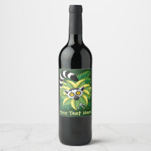 Étiquette Pour Bouteilles De Vin Lemurs of Madagascar in Exotic Jungle