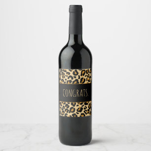 Étiquette Pour Bouteilles De Vin Léopard Classique Moderne Imprimé Personnalisé 