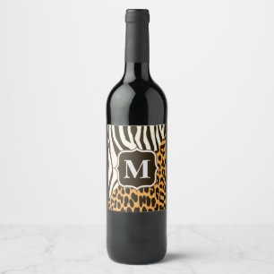Étiquette Pour Bouteilles De Vin Leopard et Zebra