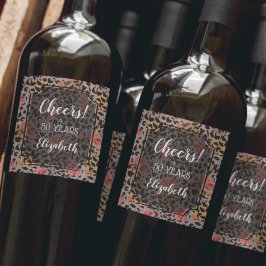 Étiquette Pour Bouteilles De Vin Léopard Poster de animal Tropical Rose Floral