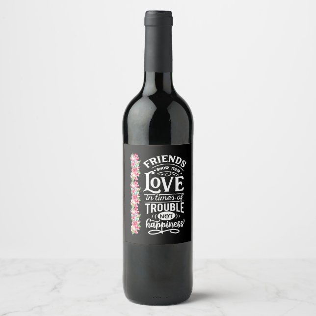 Étiquette Pour Bouteilles De Vin Les amis montrent leur amour (Devant)
