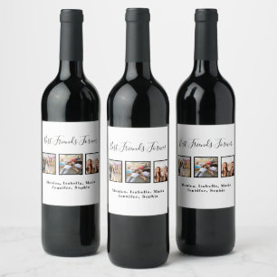 Étiquette Pour Bouteilles De Vin Les amis pour toujours blanc fête d'anniversaire