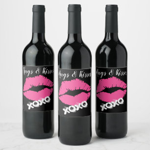 Étiquette Pour Bouteilles De Vin "Les câlins et les baisers"