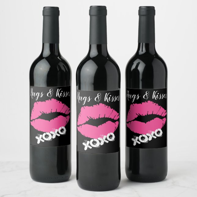 Étiquette Pour Bouteilles De Vin "Les câlins et les baisers" (Bouteilles)