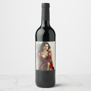 Étiquette Pour Bouteilles De Vin Les dames en rouge
