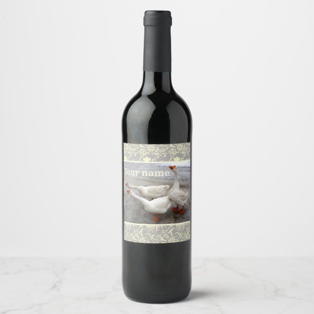 Étiquette Pour Bouteilles De Vin Les oies sont drôles (Devant)