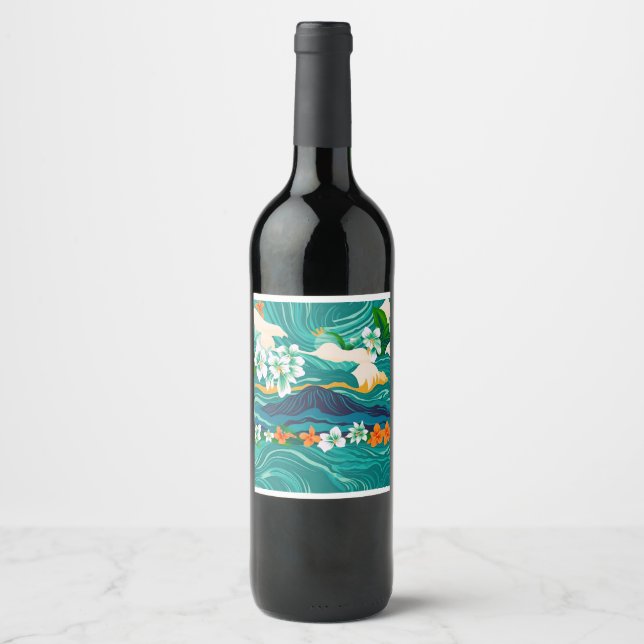 Étiquette Pour Bouteilles De Vin Les rêves des îles (Devant)