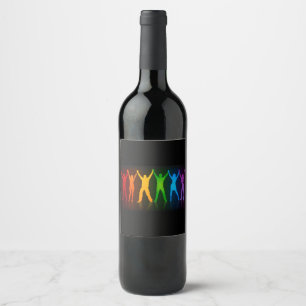Étiquette Pour Bouteilles De Vin Les six silhouettes debout de Slipperyjoe, bras le