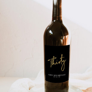 Étiquette Pour Bouteilles De Vin Lettre dorée Trente 30e fête d'anniversaire