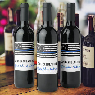 Étiquette Pour Bouteilles De Vin Ligne Bleue Mince Police Retraite Application de l
