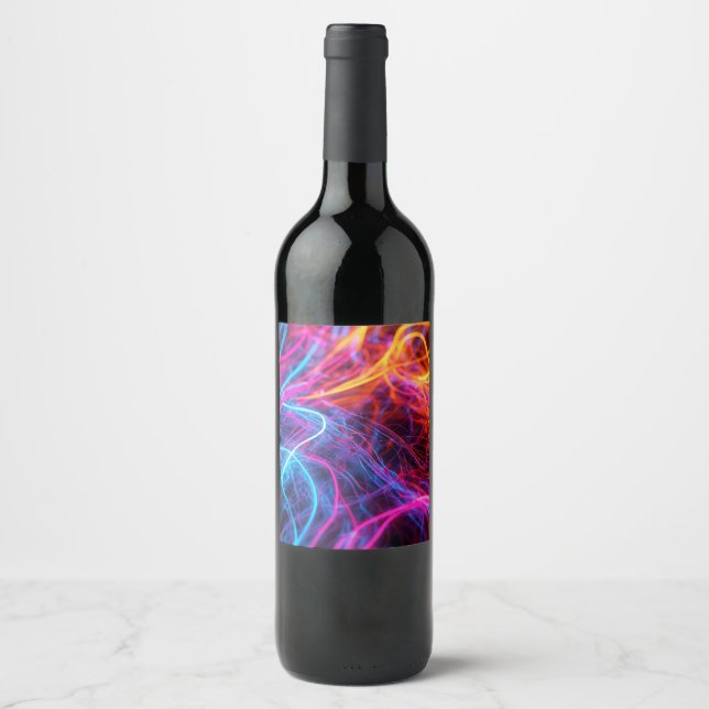 Étiquette Pour Bouteilles De Vin Lignes de néon (Devant)