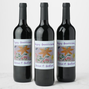 Étiquette Pour Bouteilles De Vin Lily orange